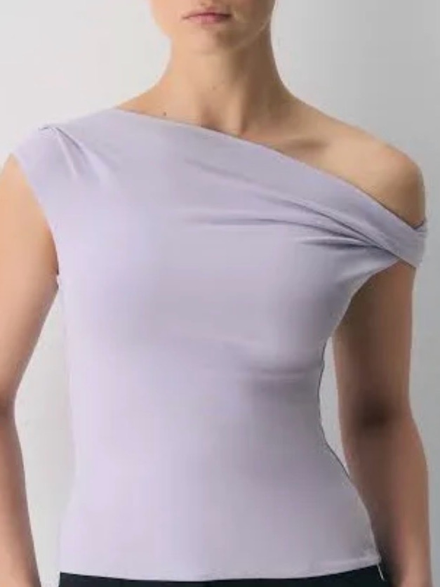 Aritzia Lavender Off-Shoulder Draped Top